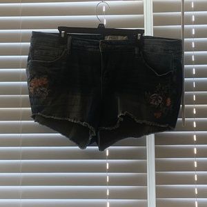 Denim Shorts with floral embellishments